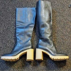 Dolce Vita Black Heeled Boots with Tan Soles